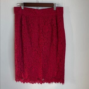 J. CREW 8 Romantic Feminine Classic Red Lace Overlay Skirt